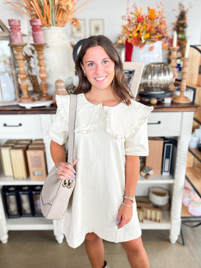 Oatmeal Ruffle Collar Stella Dress