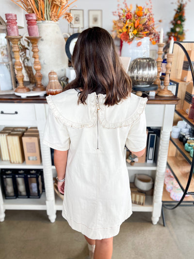 Oatmeal Ruffle Collar Stella Dress