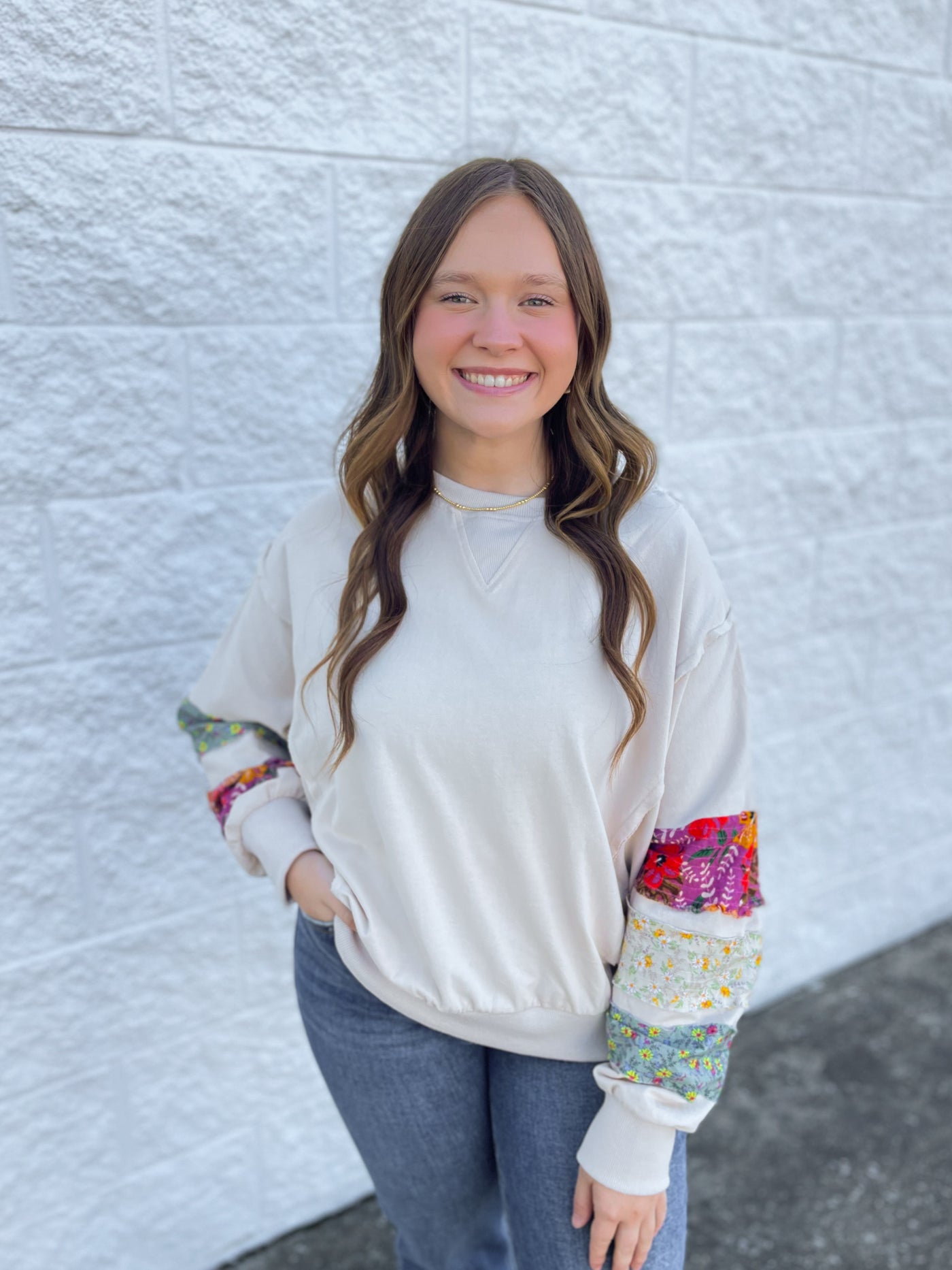 Oatmeal Print Sleeve Kassady Top