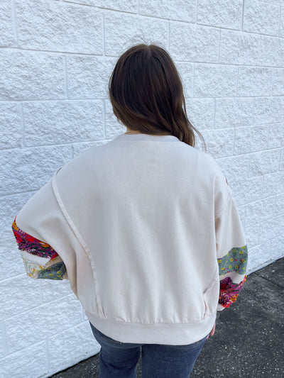 Oatmeal Print Sleeve Kassady Top