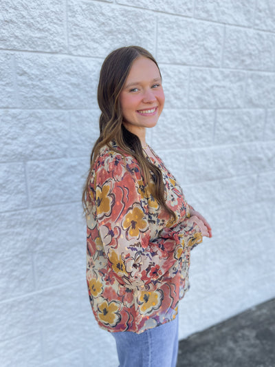 Beige Combo Floral Top