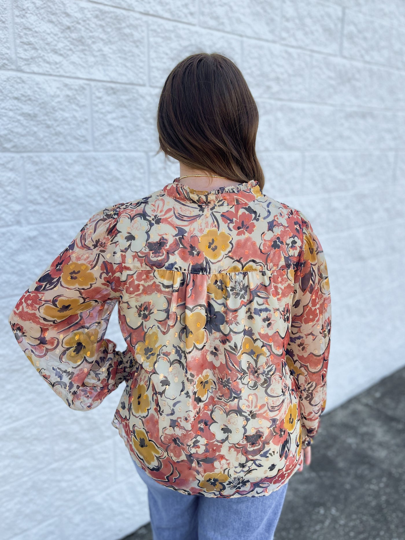 Beige Combo Floral Top