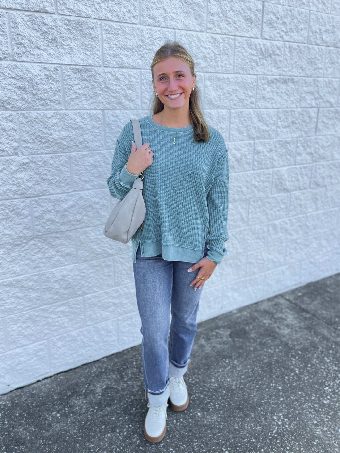 Easel Faded Teal Campbell Top