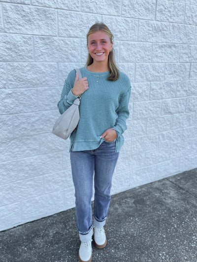 Easel Faded Teal Campbell Top