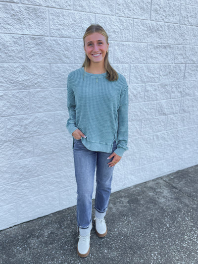 Easel Faded Teal Campbell Top