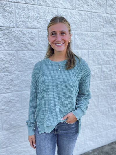 Easel Faded Teal Campbell Top