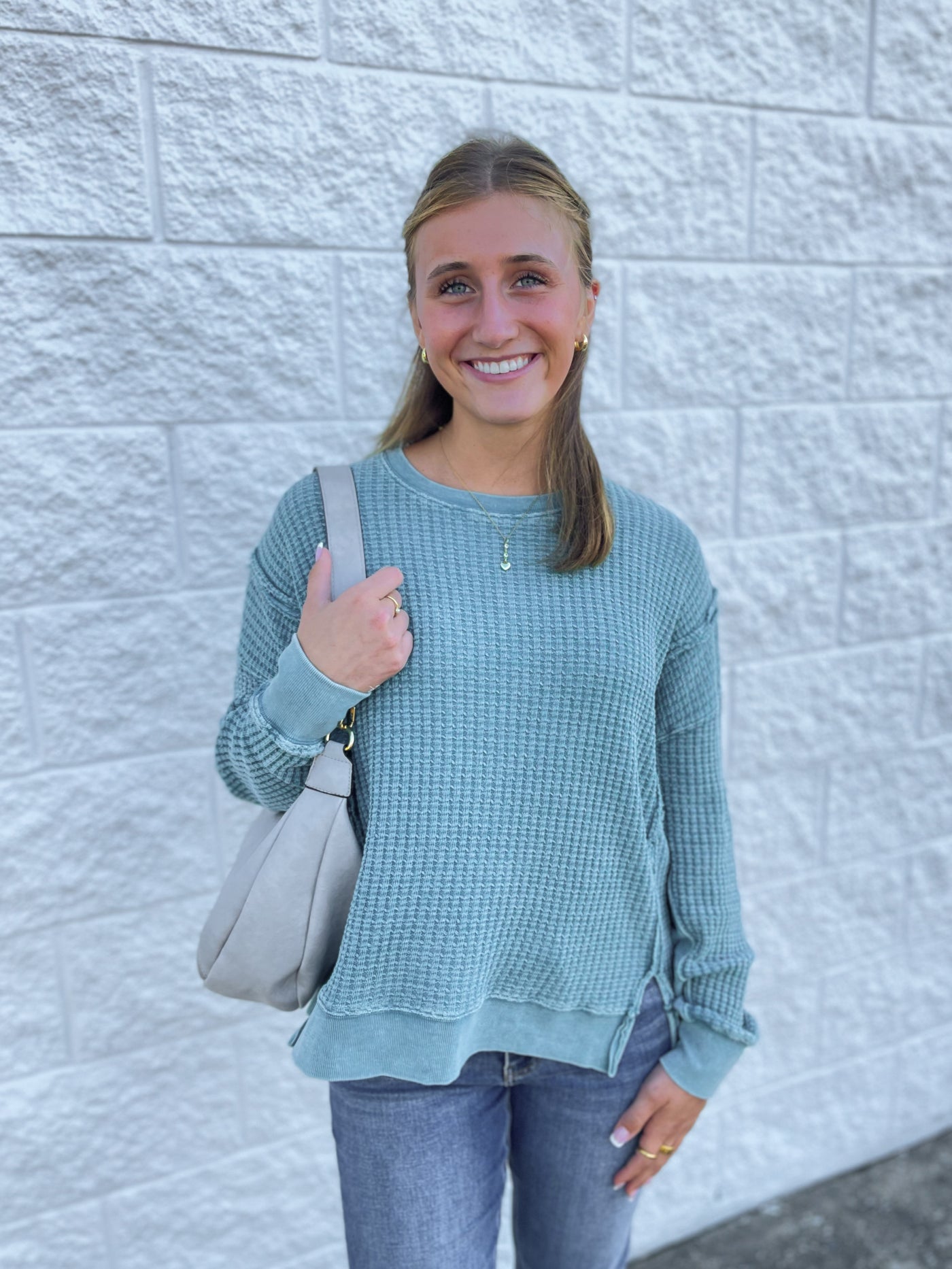 Easel Faded Teal Campbell Top