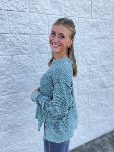 Easel Faded Teal Campbell Top