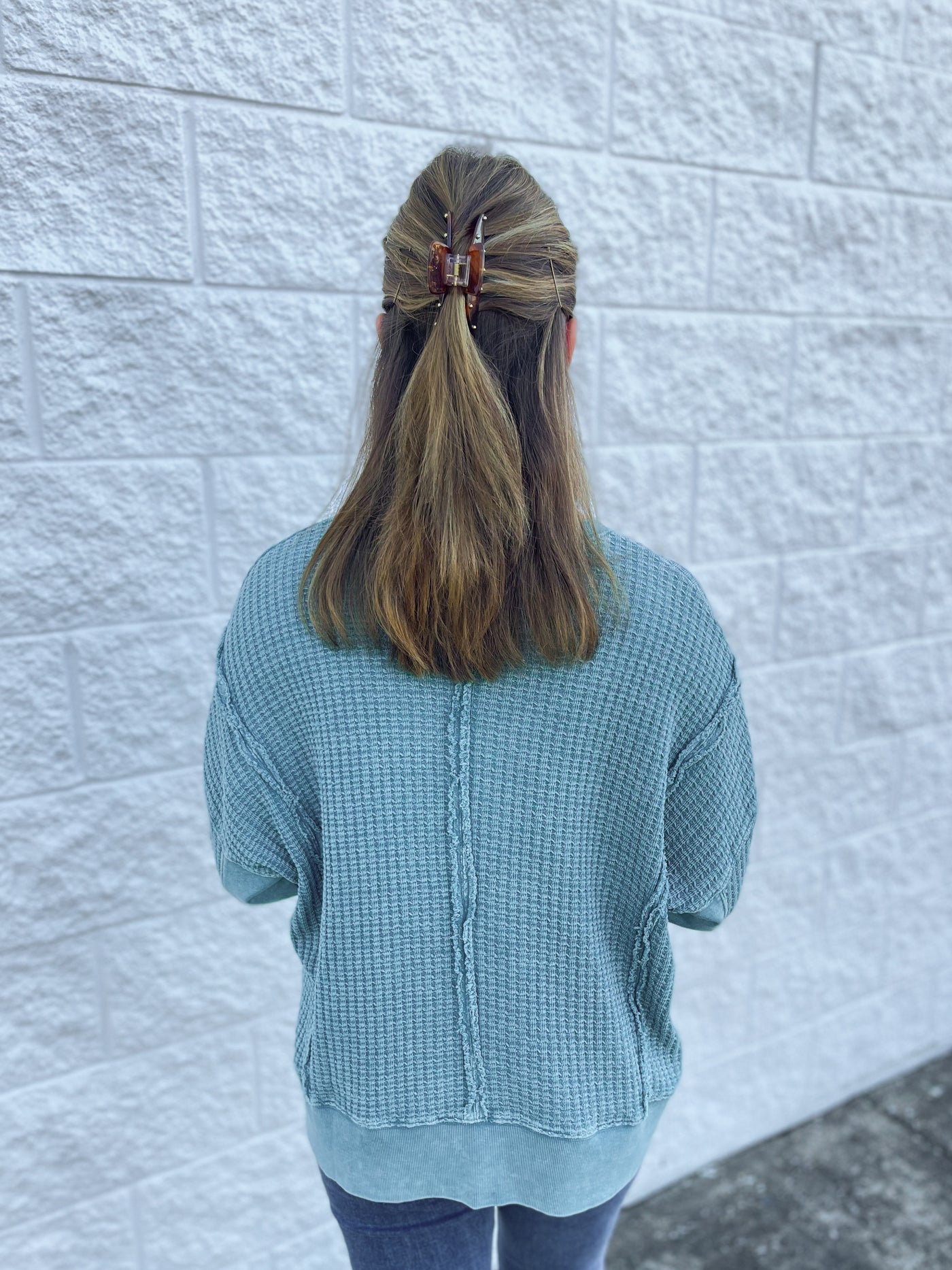 Easel Faded Teal Campbell Top