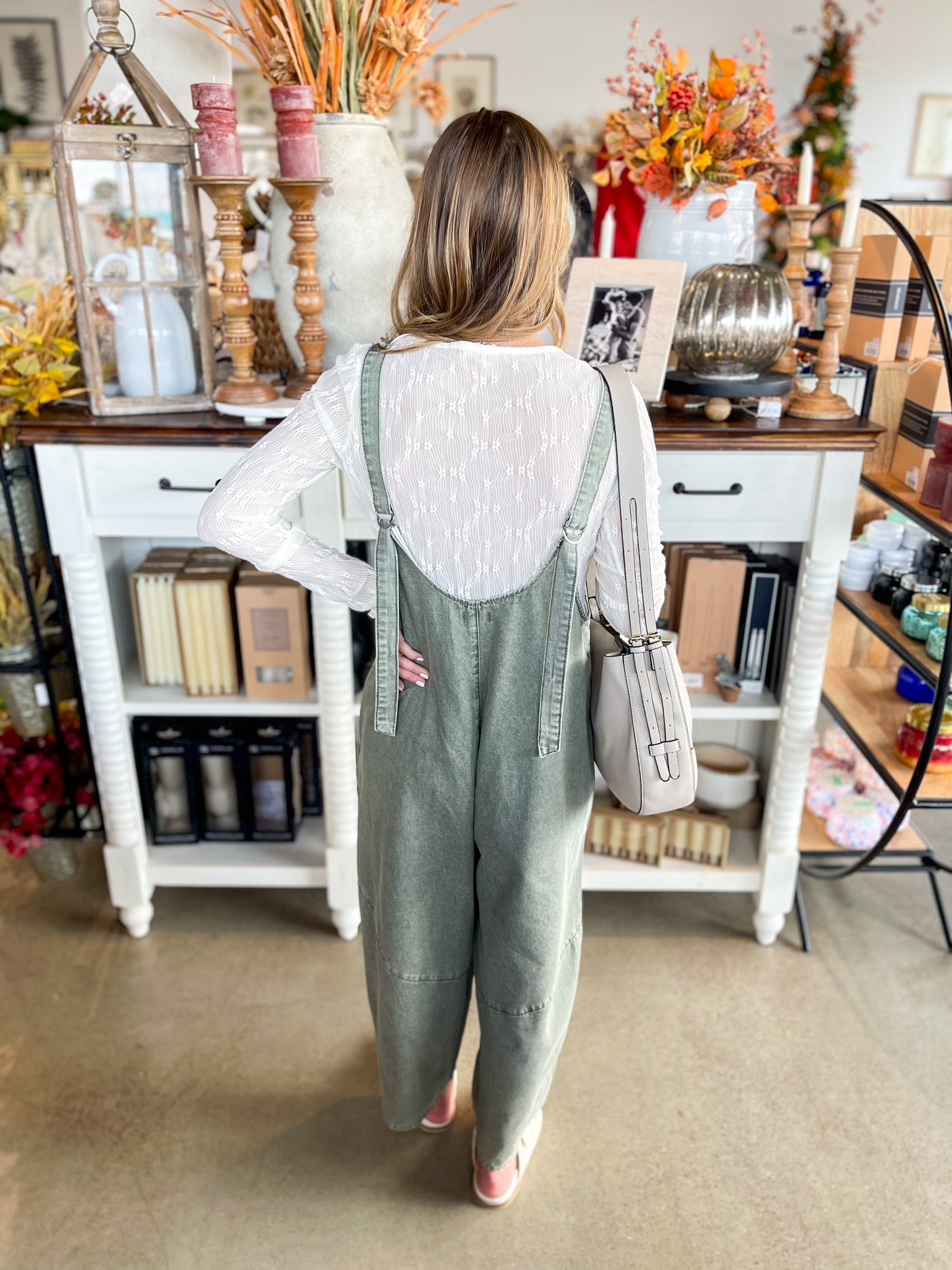 Faded Olive Washed Denim Jumper Pants