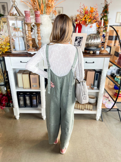 Faded Olive Washed Denim Jumper Pants