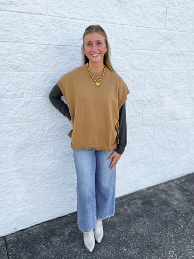 Tye Sweater Vest Tan One Size