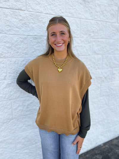 Tye Sweater Vest Tan One Size