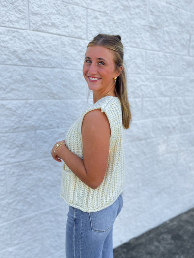 Cream Sleeveless Chunky Sweater Vest