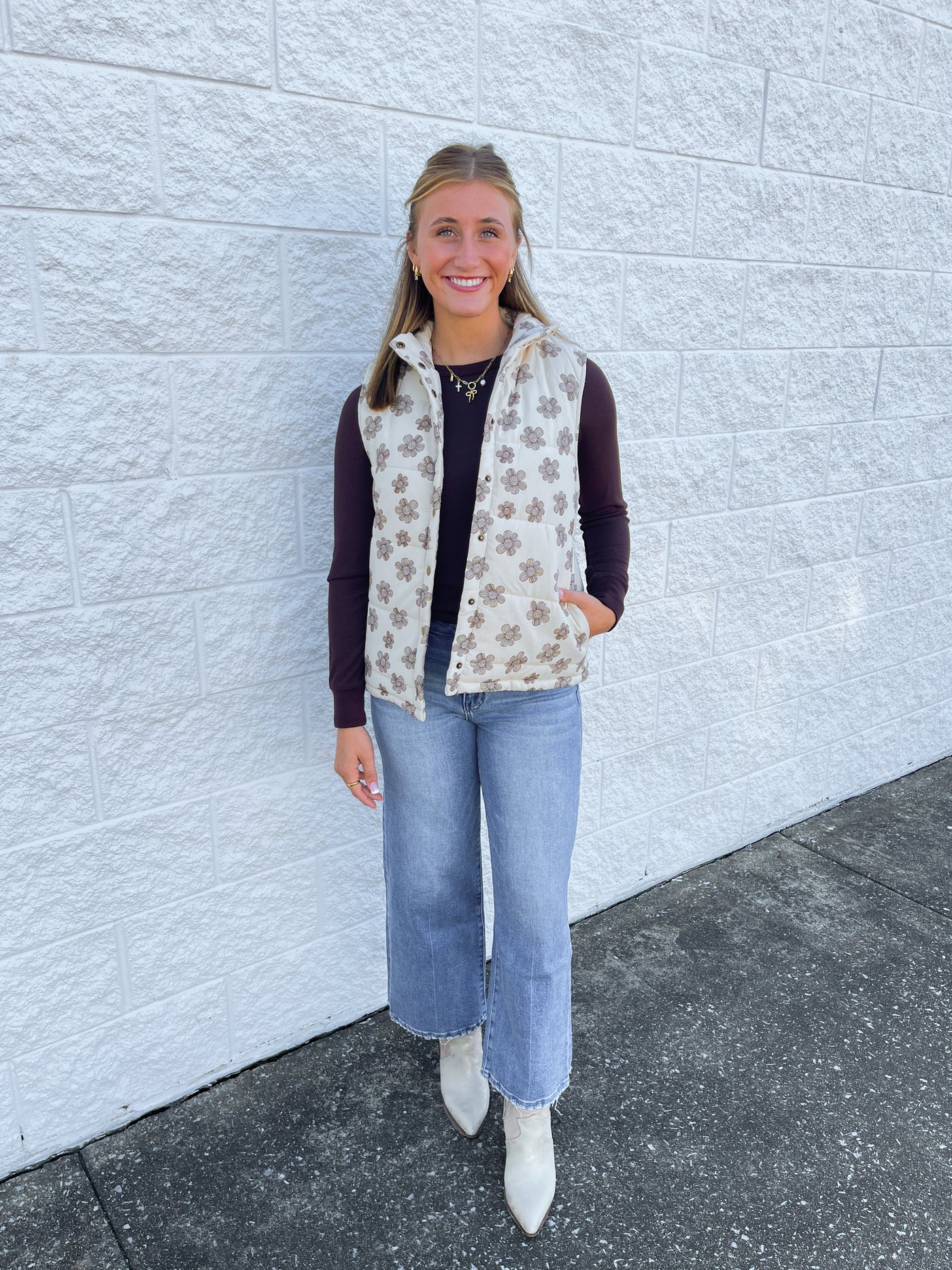 Floral Brushed Vest