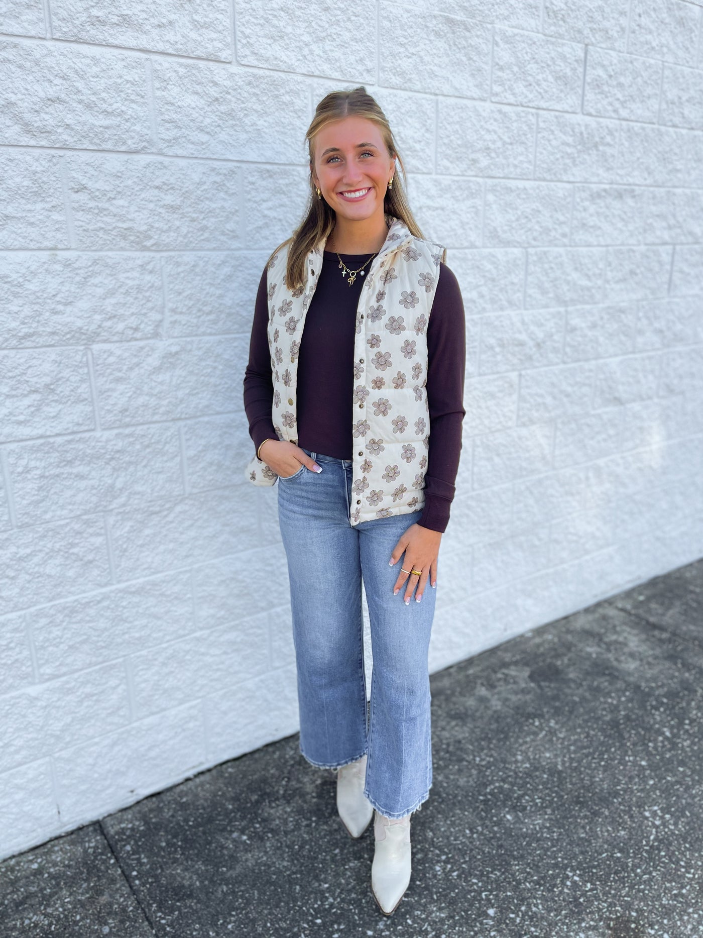 Floral Brushed Vest