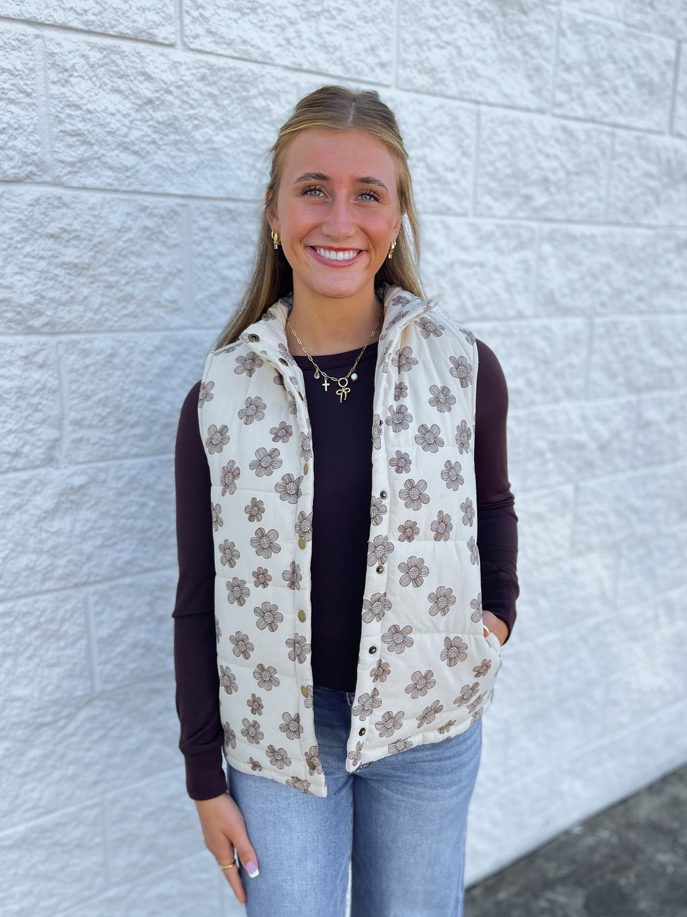 Floral Brushed Vest