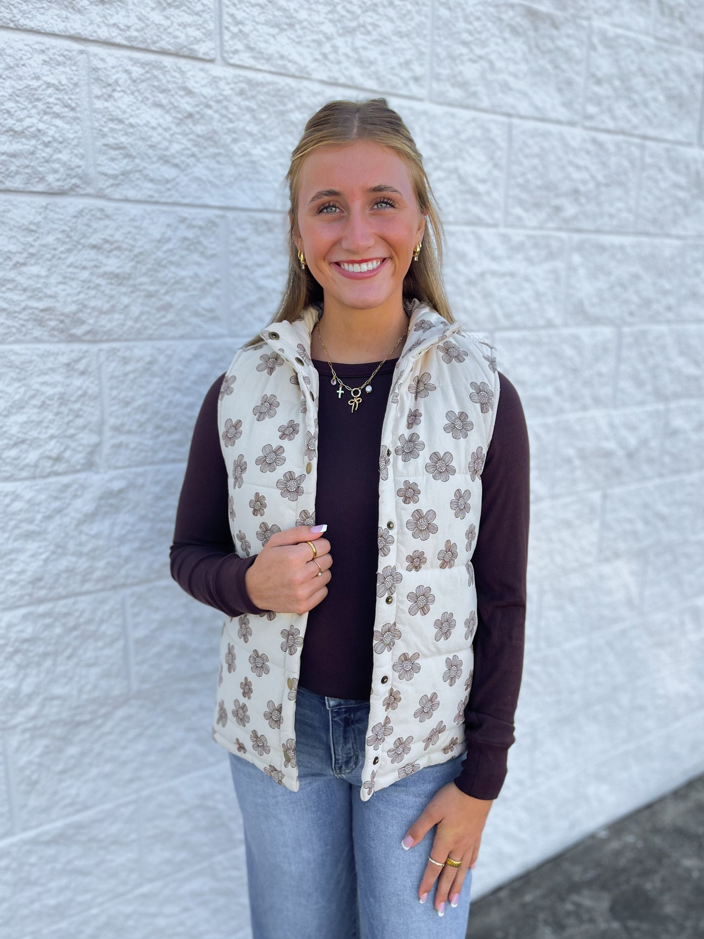 Floral Brushed Vest