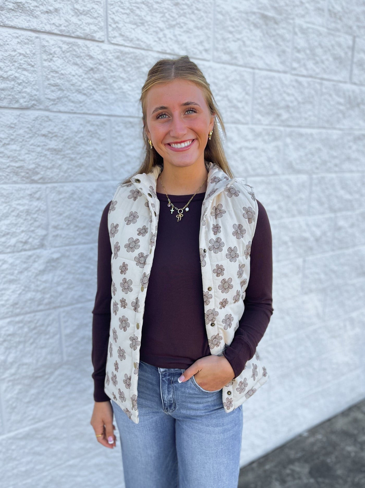 Floral Brushed Vest