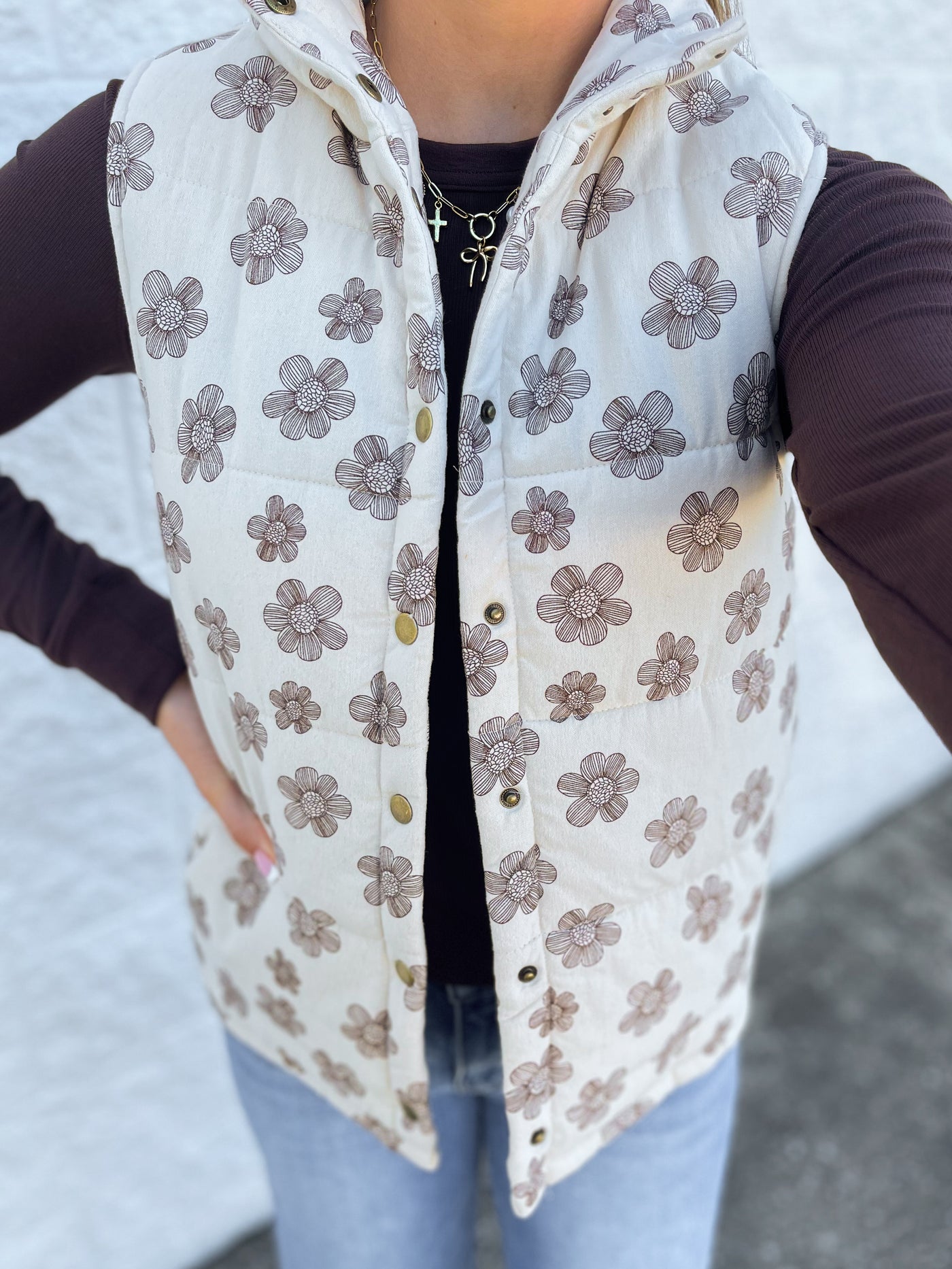 Floral Brushed Vest