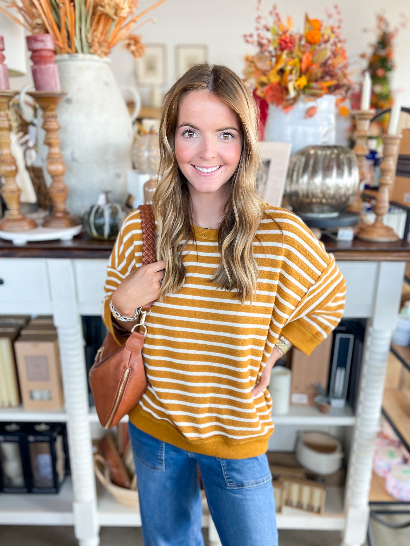 Umgee Mustard Hazel Pullover