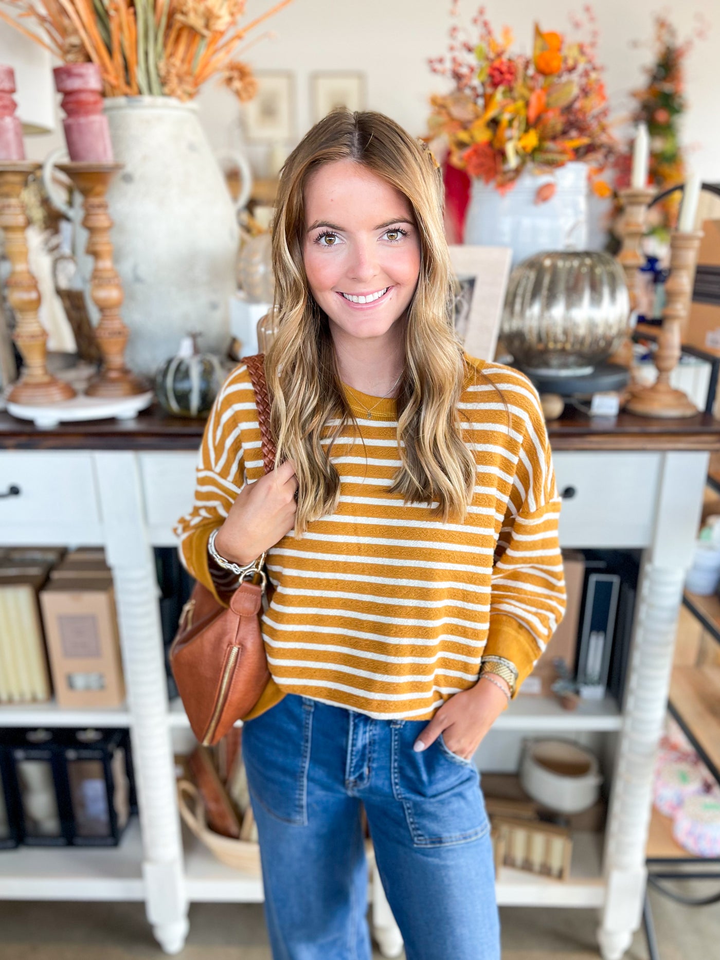Umgee Mustard Hazel Pullover