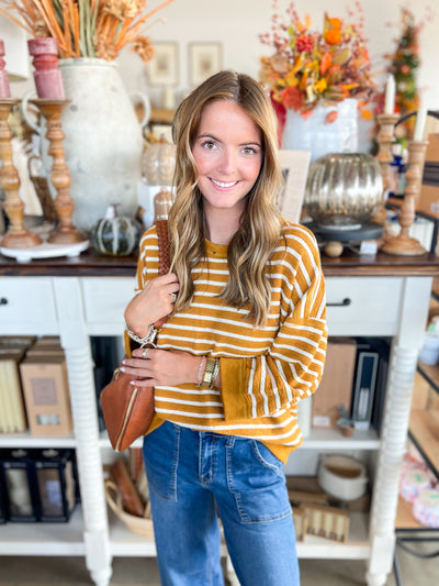 Umgee Mustard Hazel Pullover