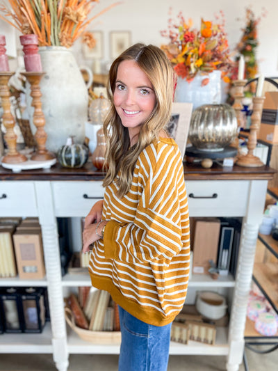 Umgee Mustard Hazel Pullover
