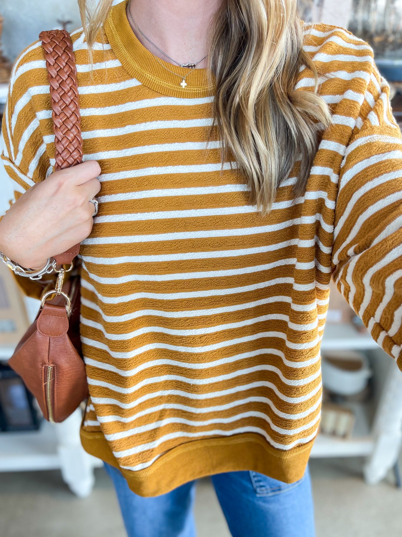 Umgee Mustard Hazel Pullover