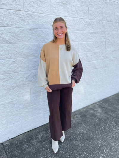 Brown Sugar Color Block Sweater