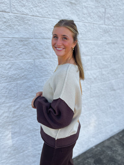 Brown Sugar Color Block Sweater