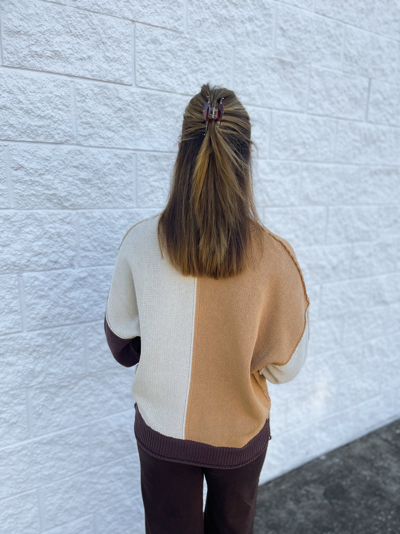 Brown Sugar Color Block Sweater
