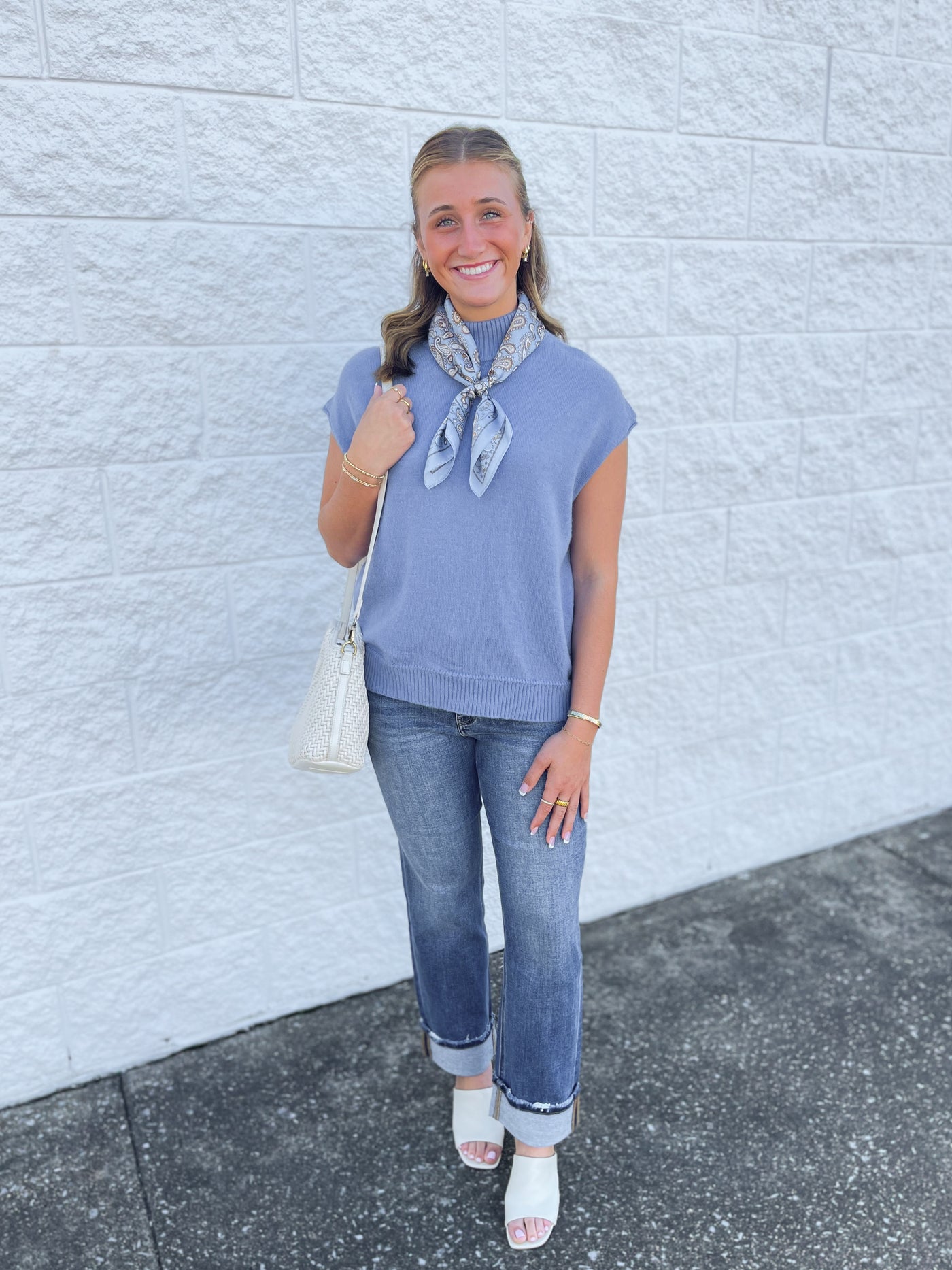 Blue Cap Sleeve Sweater