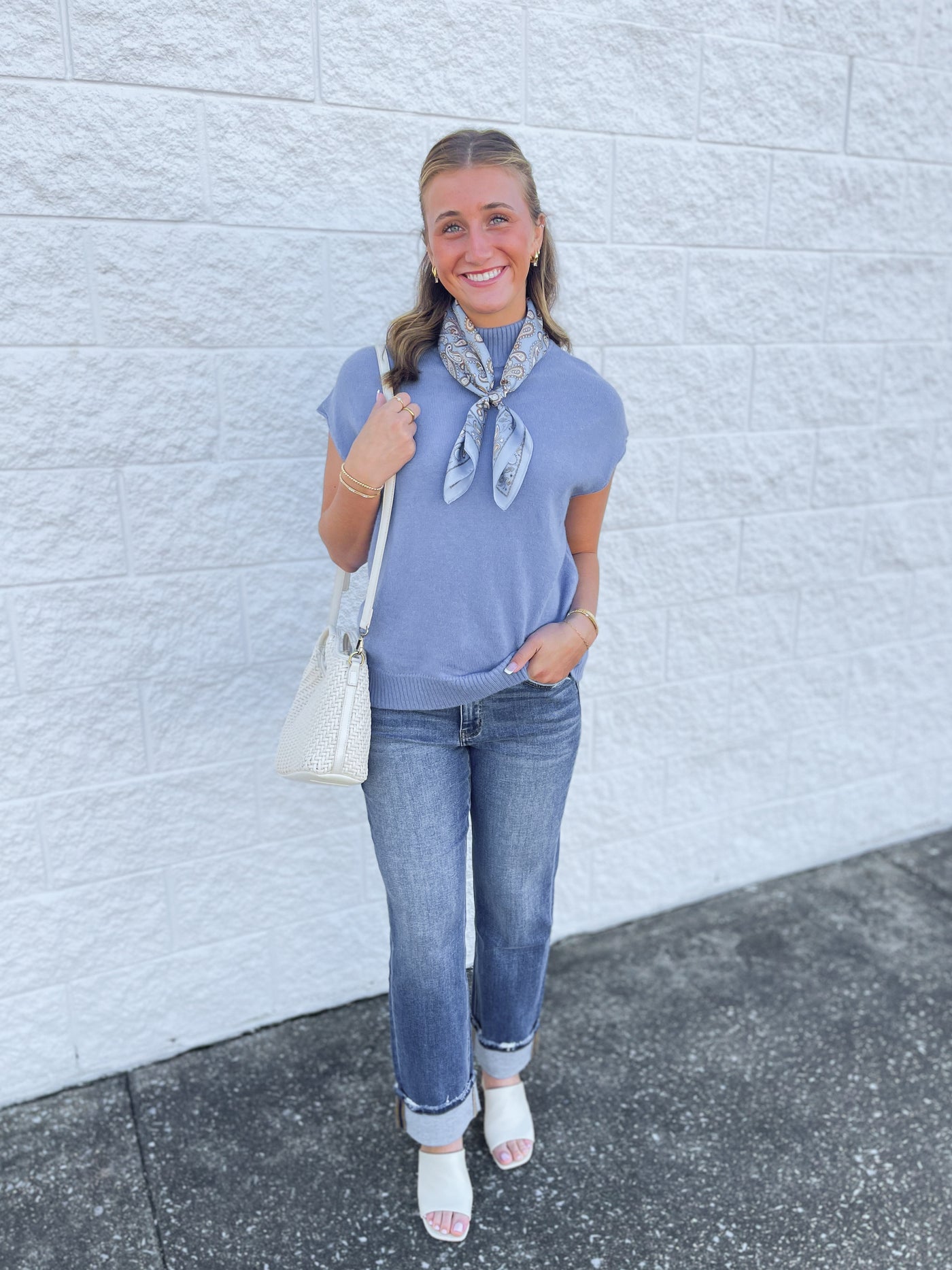 Blue Cap Sleeve Sweater