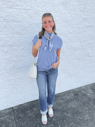 Blue Cap Sleeve Sweater