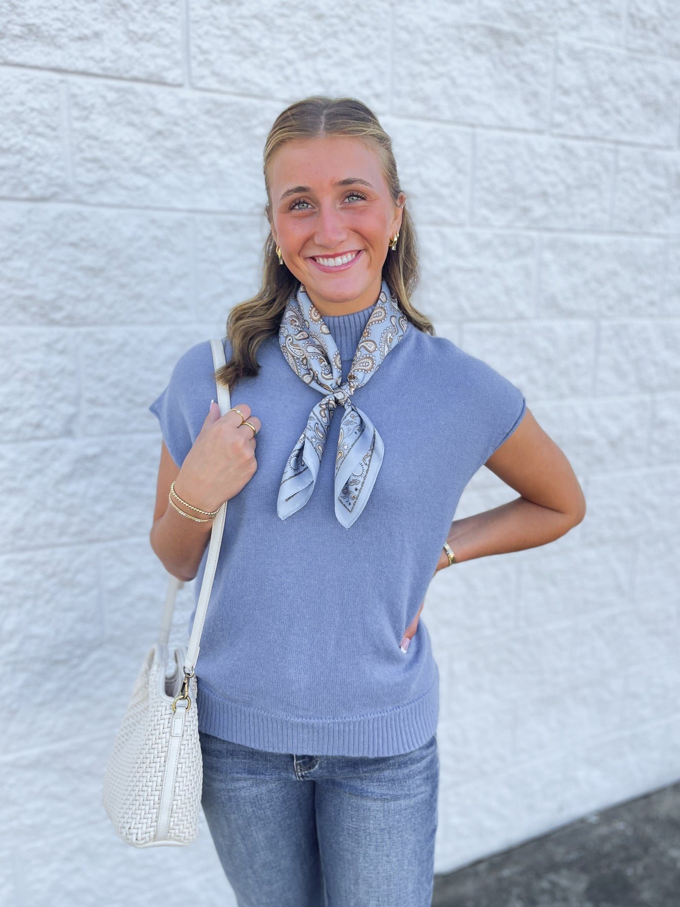 Blue Cap Sleeve Sweater