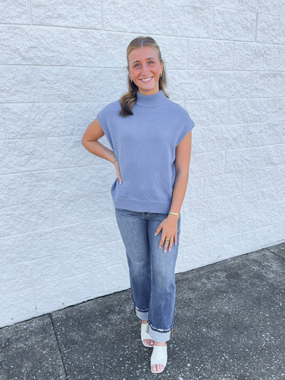 Blue Cap Sleeve Sweater