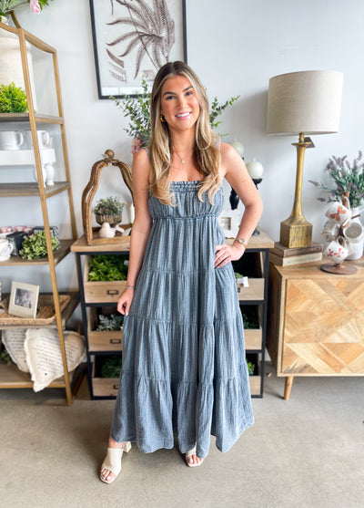 Easel Denim Cotton Gauze Dress