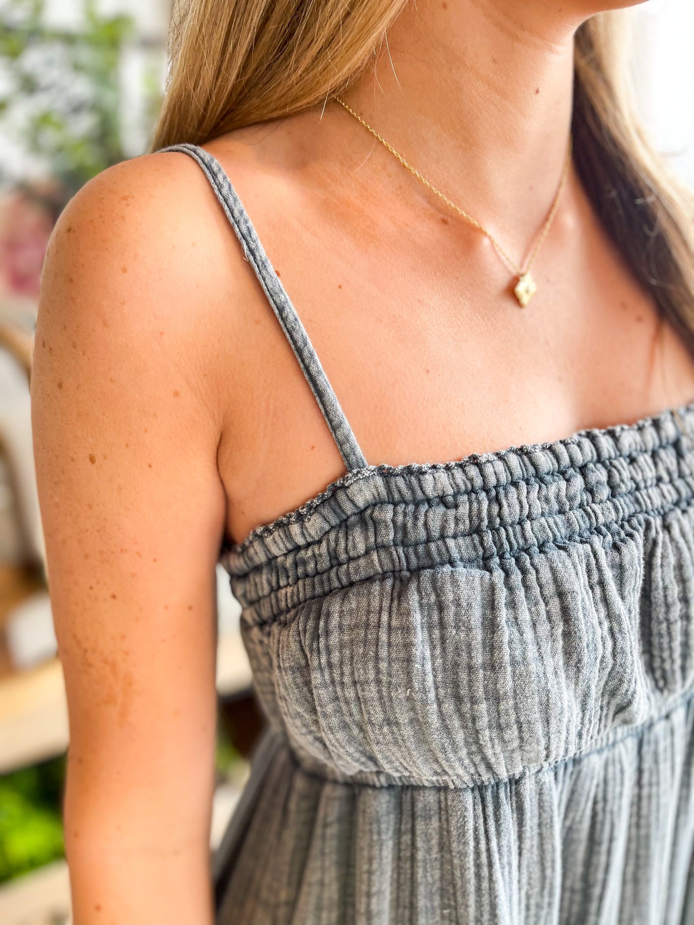 Easel Denim Cotton Gauze Dress