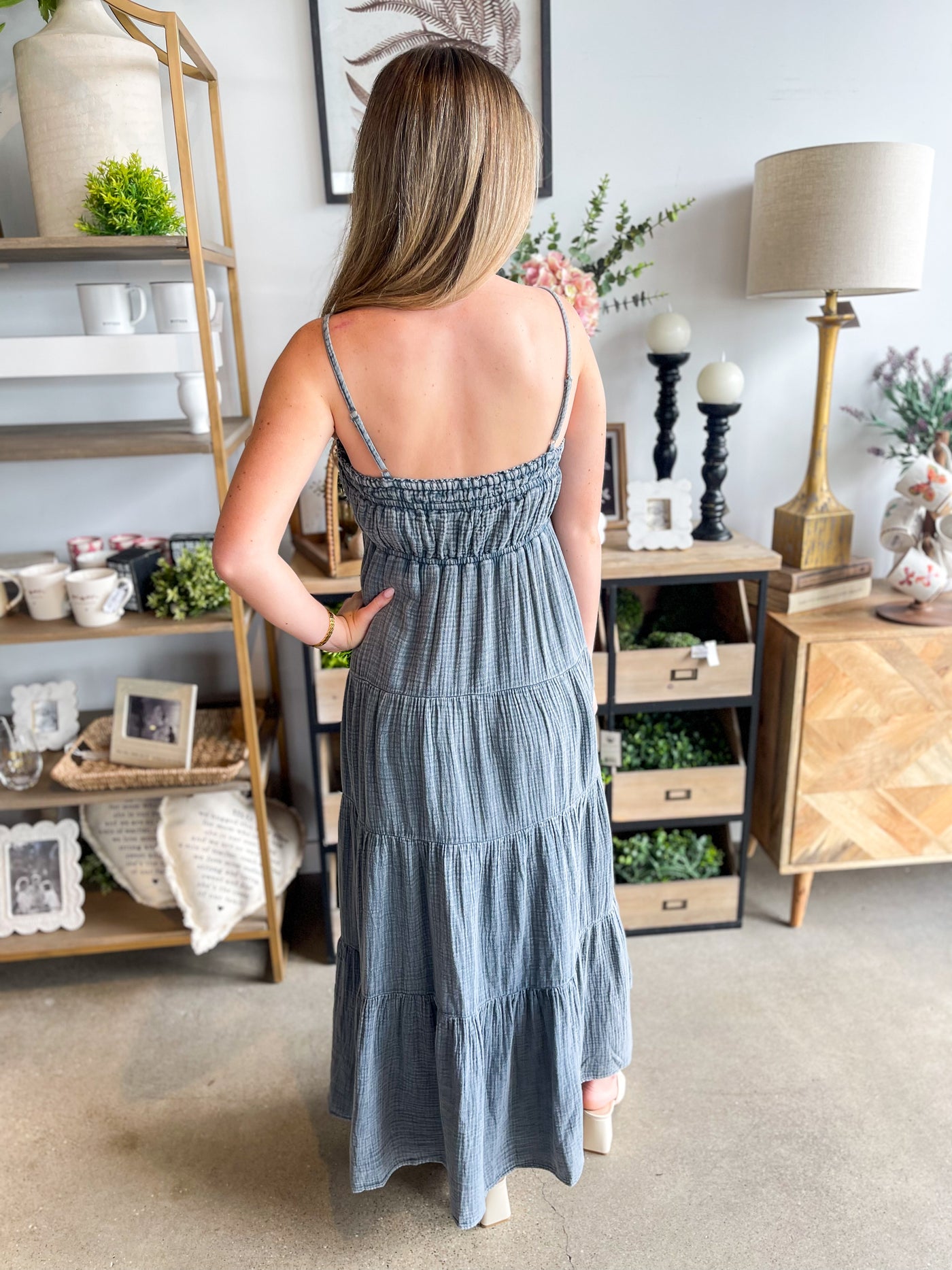 Easel Denim Cotton Gauze Dress