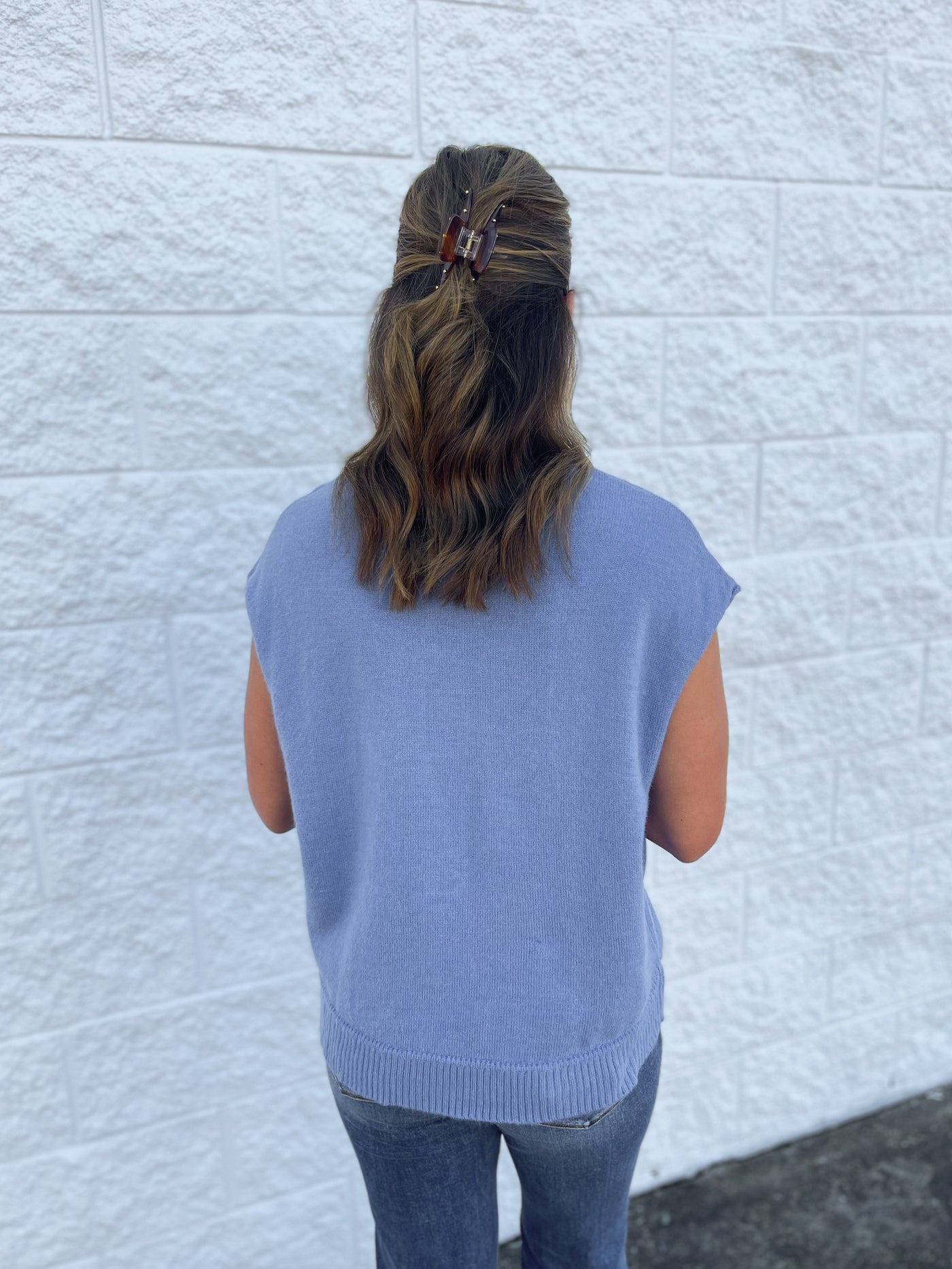 Blue Cap Sleeve Sweater