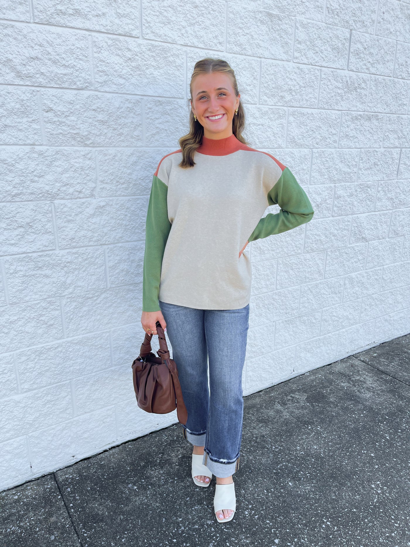 Oatmeal Color Block Sweater