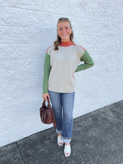Oatmeal Color Block Sweater