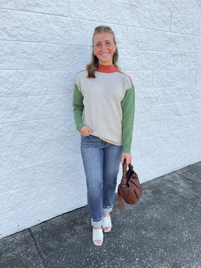 Oatmeal Color Block Sweater
