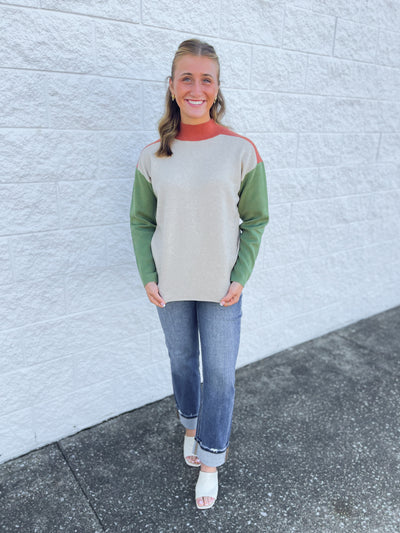 Oatmeal Color Block Sweater