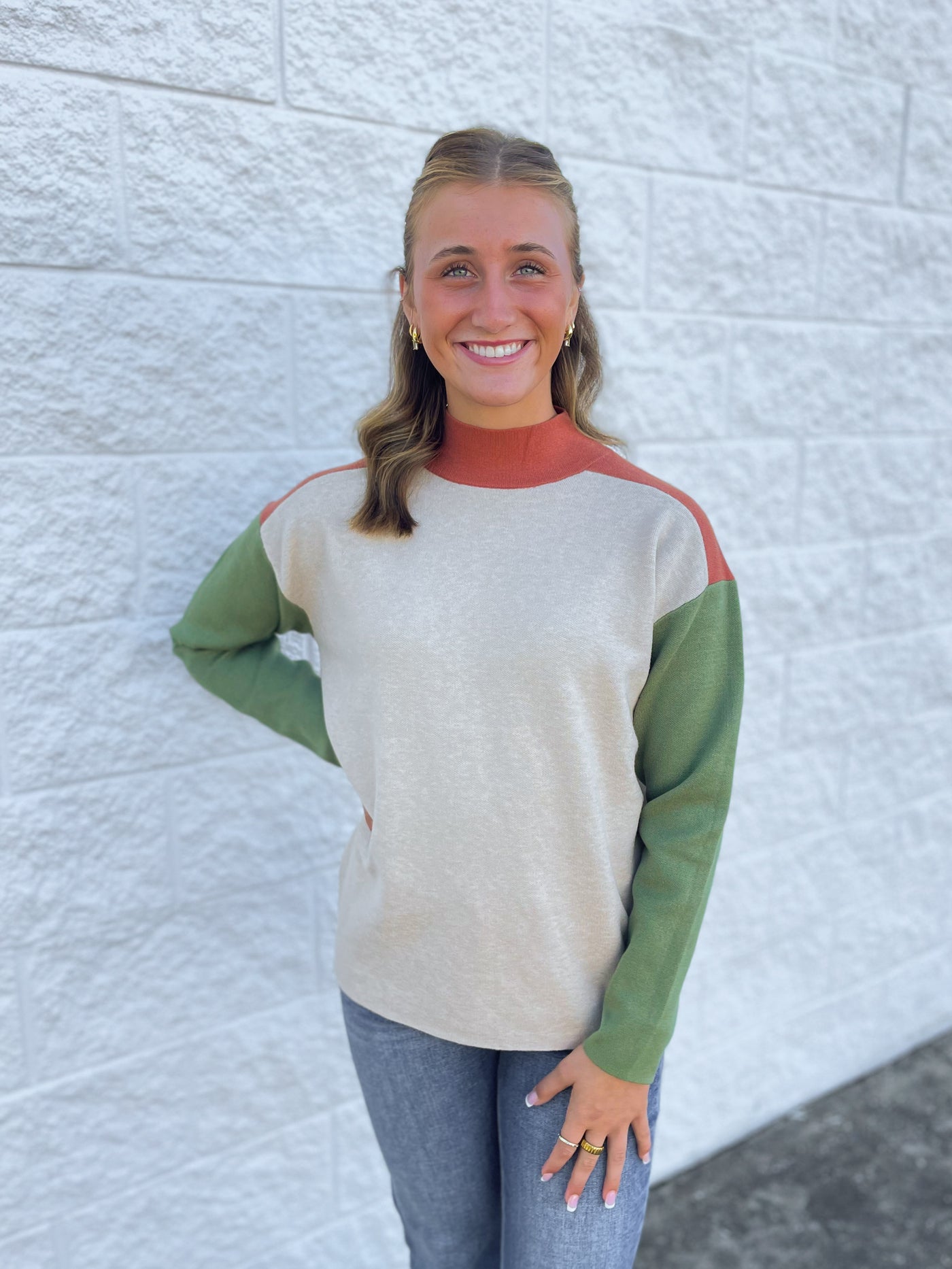 Oatmeal Color Block Sweater
