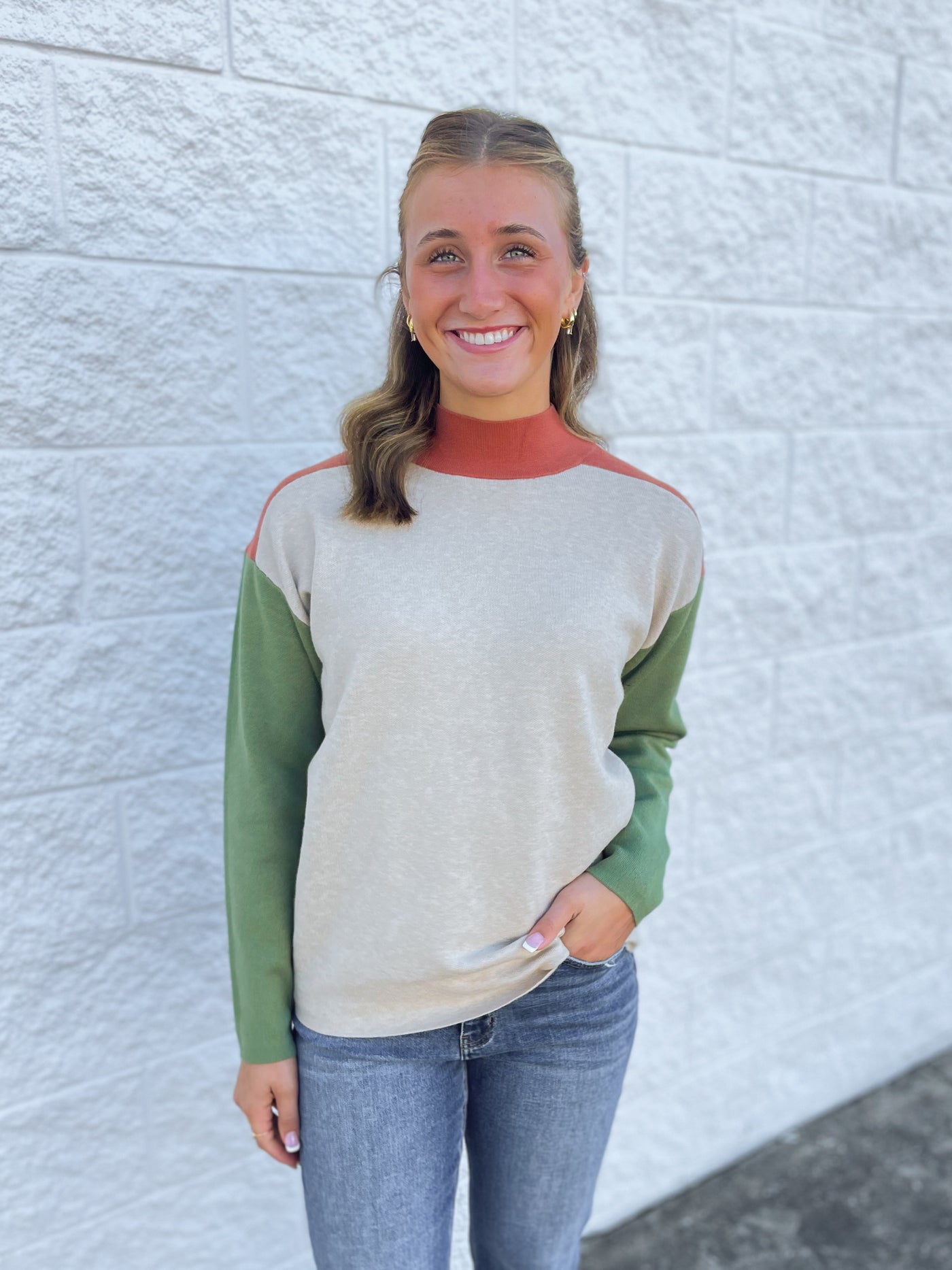 Oatmeal Color Block Sweater