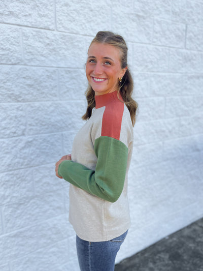 Oatmeal Color Block Sweater