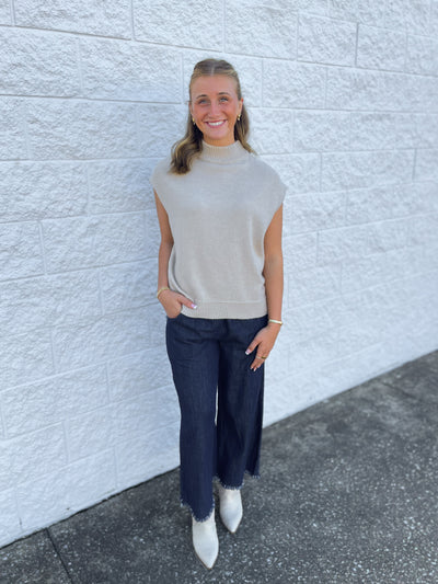 Taupe Cap Sleeve Sweater