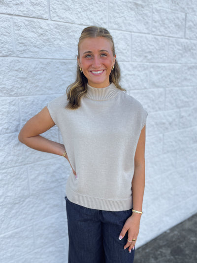 Taupe Cap Sleeve Sweater